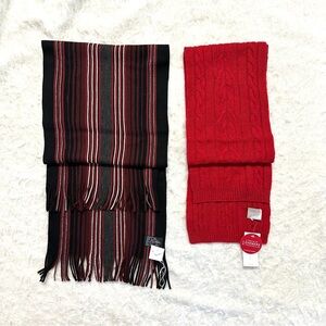 Charter Club Red Cashmere Scarf Set 2.